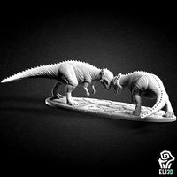 Two Pachycephalosaurus Fighting - Dinosaur Model for 3D-Printing | 3D