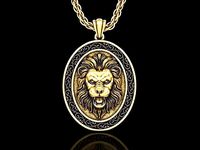 Angry Lion Head5 Medallion Pendant V2 | 3D