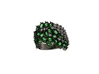 Custom ring with diamonds and emeralds | 3D