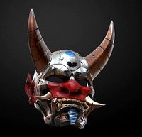 Cyberpunk Japanese Hannya Mask Oni Mask Samurai Demon Mask | 3D
