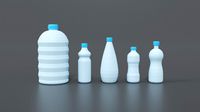 low poly cartoon water bottles