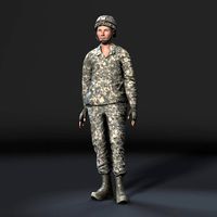 animated soldier woman-rigged 3d game character low-poly