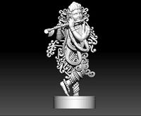 Gold Plated Brass Statue Of Lord Krishna Statue With Flute | 3D