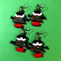 Naughty and Nice Christmas Tree Earrings Set | 3D