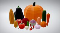 20 vegetables - low poly flat shaded