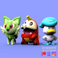 POKEMON - FUECOCO SPRIGATITO QUAXLY | 3D
