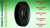 Cylindrical gear - paired - z54 m2 D112 d20 | 3D