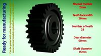 Cylindrical gear - paired - z28 m2 D60 d15 | 3D