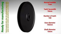 Cylindrical gear - paired - z100 m1 D102 d10 | 3D