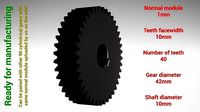 Cylindrical gear - paired - z40 m1 D42 d10 | 3D