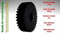 Cylindrical gear - paired - z34 m1 D36 d10 | 3D
