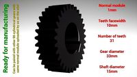 Cylindrical gear - paired - z31 m1 D33 d15 | 3D