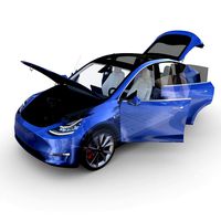 tesla model y awd blue with interior and chassis
