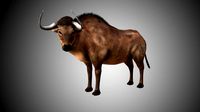 low poly rigged buffalo-bull