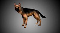 german shepherd rigged low poly