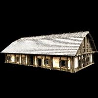 ENTERABLE LONG HOUSE BARN FOLK HUT FARM COTTAGE WOODEN CABIN AAA
