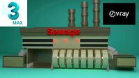 the sewage plant-low poly low-poly