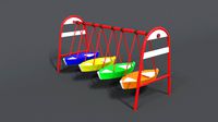 low poly cartoon luna park boats