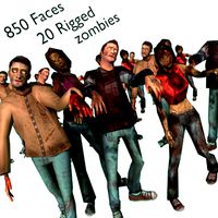 zombie horde crowd people rigged low poly