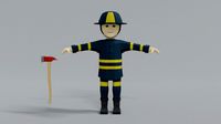 low poly cartoon firefighter