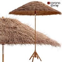 bamboo umbrella with banana leaf