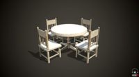 white wooden table and chairs