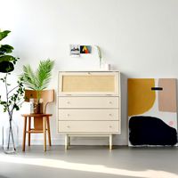 Bund Woody White Rattan 3 Drawer Dresser