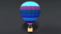 low poly cartoon hot air balloon