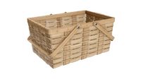 wicker basket picnic with handles light brown