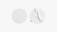 Two White Round Stickers - smooth and rugose glued label