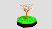 low poly cartoon almond tree