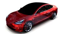 tesla model 3 with chassis red
