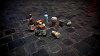 urban garbage small pack and trash set low-poly