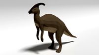 low poly cartoon parasaurolophus dinosaur