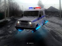 cyberpunk russian police car uaz