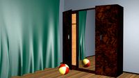 the cabinet with the mirror