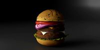 double cheesburger with salad tomato onion and cheddar