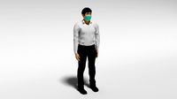 cartoon man with medical mask