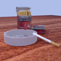Ashtray and cigarettes