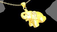 Elephant pendant jewelry gold necklace medallion | 3D