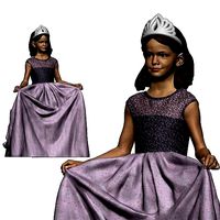 001117 junior girl in long white skirt crown 3dprint ready | 3D