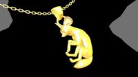 Fox keychain pendant jewelry gold necklace medallion | 3D