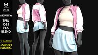 Girl Outfit 3 -Marvelous Clo3d OBJ  2Materials  Video Tutorial