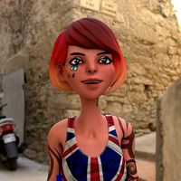 Cartoon Tattoo Girl Rigged 3D model