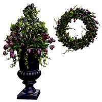 Vase with tulips and a wreath of tulips 02