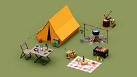 Camping picnic bbq props assets pack