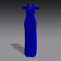 DRESS ELECTRIC BLUE LONG V SHAPE NECKLINE SLEVEE