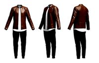 Mens Leather Jacket Outfit T-shirt and Jogger