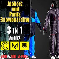 Jackets and Pants Snowboarding  Clo3D  OBJ Vol02