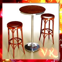 Bar Table and Stool 3D Model